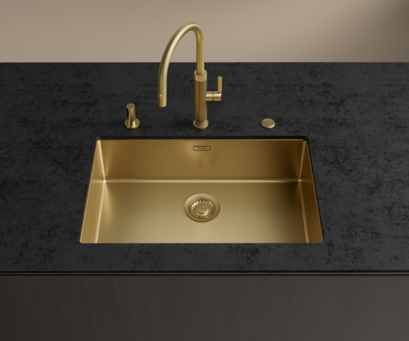 Franke Mythos Masterpiece Torneira de Cozinha Dourada com Bico em J e Bico Extensível - 115.0711.558