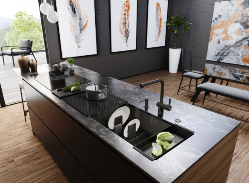 Franke Mythos Masterpiece BXM 210.68 Pia Grande em Metal Gun PVD Antracite 685x410mm para Montagem Nivelada e Inferior - 127.0676.885