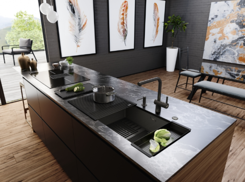 Franke Mythos Masterpiece BXM 210.68 Pia Grande em Metal Gun PVD Antracite 685x410mm para Montagem Nivelada e Inferior - 127.0676.885