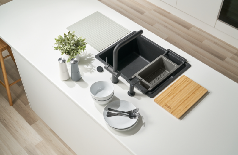 Franke Universal Accessory All-In Set 3 - Tábua de Corte, Cesto de Plástico, Tapete de Escorrimento e Ponte Telescópica 112.0655.483