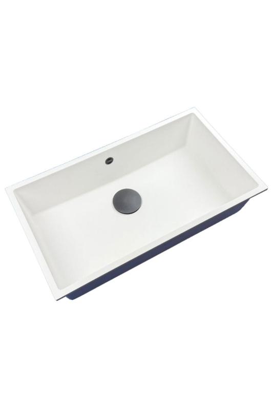 GraniteMy Universal Grande Pia de Granito Branco 74x40 cm com tampão de metal gun - 1208967895