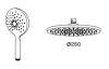 Waterevolution Flow drie-weg douchemengkraan met hoofddouche diameter 250mm en ronde handdouche chroom T131NR2501