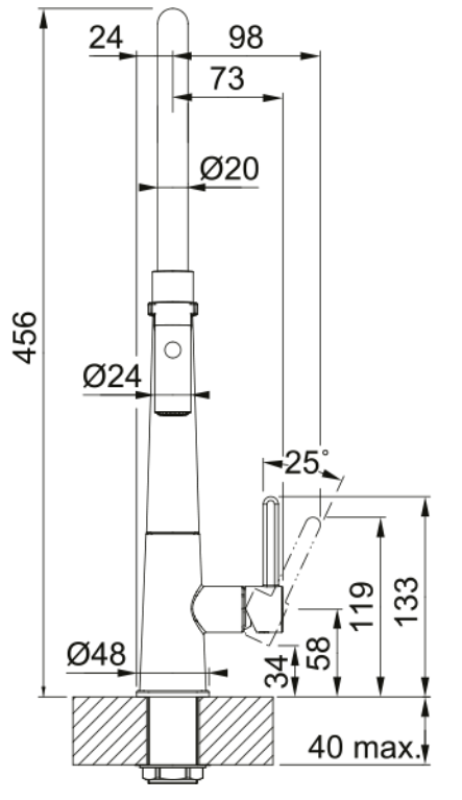 Franke Icon Misturador de Cozinha Monocomando com Ducha Flexível, Preto 115.0690.598
