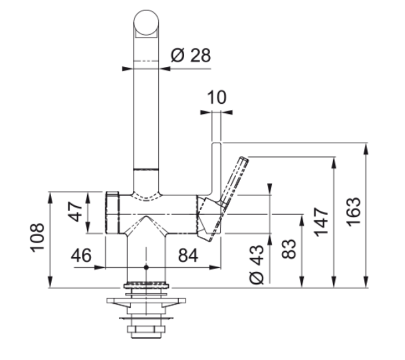 Franke Active Twist Torneira Monocomando em Aço Inoxidável com Saída Fixa e Controle de Descarte Integrado 115.0653.504