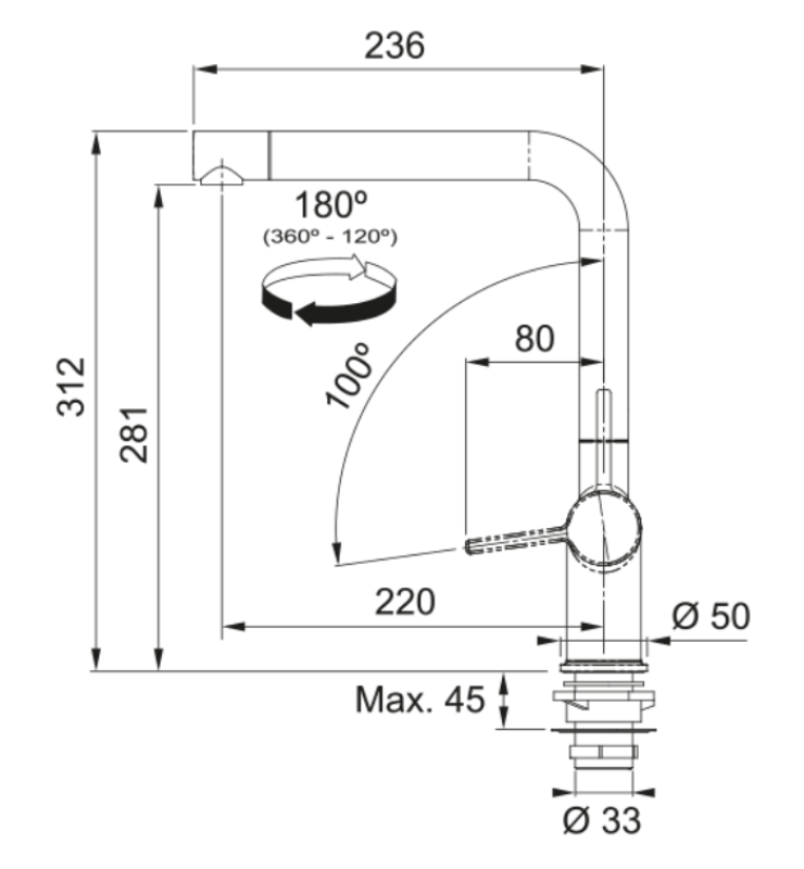 Franke Active Twist Torneira Monocomando em Aço Inoxidável com Saída Fixa e Controle de Descarte Integrado 115.0653.504