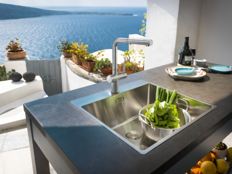 Franke Active Twist Misturador Monocomando Aparência de Aço Inoxidável com Bica Retrátil e Controle de Drenagem Integrado 115.0653.505