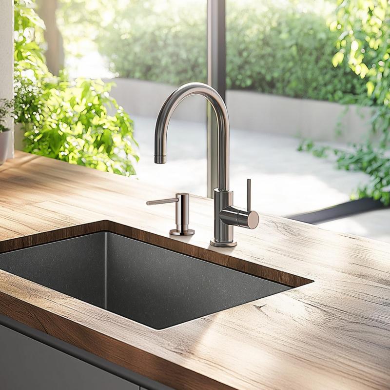 Dispenser de sabonete embutido para cozinha Franke Active, granito Stone Grey cinza 112.0633.078