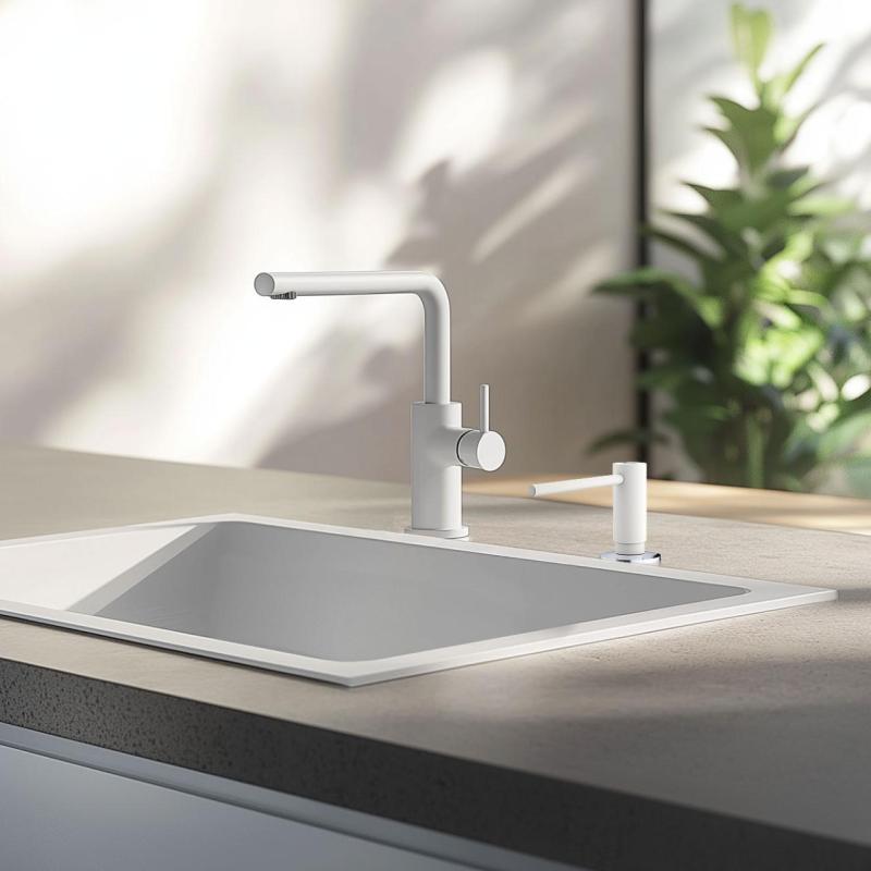 Dispenser de sabão embutido para cozinha Franke Active granito Polar White 112.0633.079