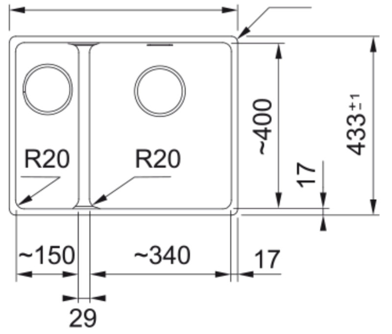 Franke Maris MRG 160-34-15 Fragranite Ardósia Cinza Pia cinza escuro Bacia à Direita Embutida 125.0714.607
