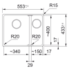 Franke Maris MRG 160-34-15 Fragranite Leigrey Spoelbak Bak Links  Onderbouw 125.0714.608