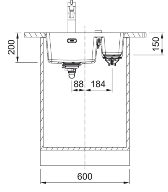 Franke Maris MRG 160-34-15 Fragranite Slate Grey Pia Cinza, escuro Parte de baixo à esquerda Embutida 125.0714.608