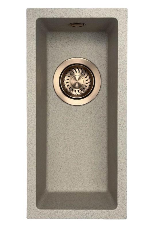 GraniteMy Universal granito bege areia pequena pia 17x40 cm sobreposto, embutido e encastrado com tampão de cobre 1208968004