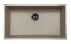 GraniteMy Universal pia de granito areia bege 74x40 cm montagem superior, montagem inferior e montagem nivelada com tampão de metal canhão 1208968021.