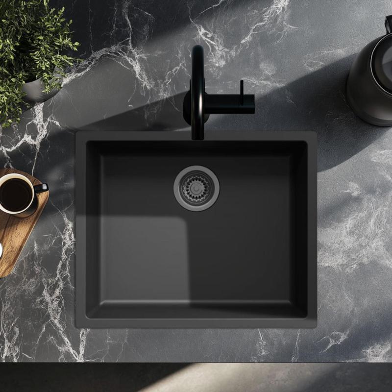 Pia preta 50x40cm para montagem sob a bancada, sobre a bancada e nivelada com a bancada com tampa de metal gun 1208968038