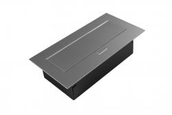 Tomada de móveis 2x tomada com aterramento, USB A+C, cabo de energia com plugue, alu