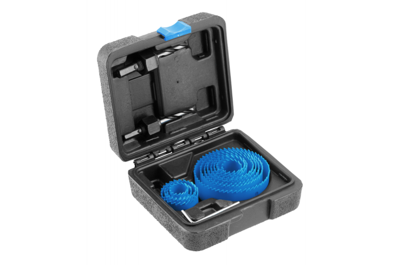 Conjunto de serras copo de aço carbono Hoegert, 14 peças.