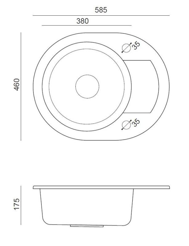 Quadri Londres Bege Areia Pia Redonda de Granito com Escorredor e Tampa de Aço Inoxidável 585x460mm Reversível - 1208969495