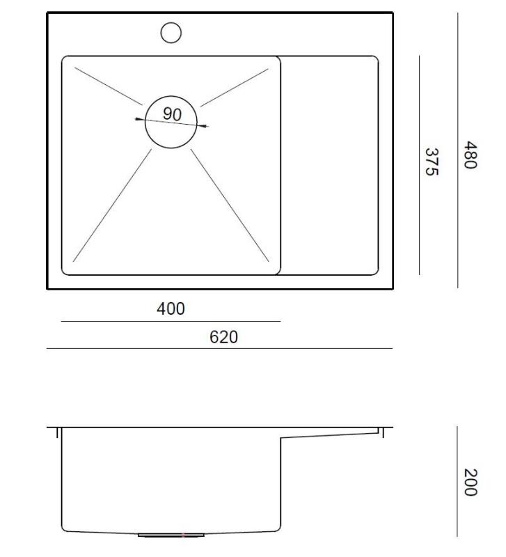 Aquadesign Clara Pia Dourada 62x48cm Sobre a bancada ou embutida com escorredor, suporte para torneira e tampão dourado - 1208969502
