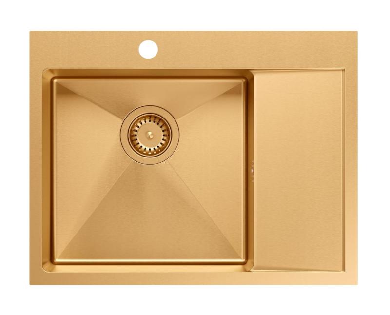 Aquadesign Clara Pia de Cobre 62x48cm Sobrepor ou Embutir com Escorredor, Bancada para Torneira e Tampa de Cobre - 1208969503