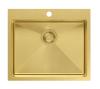 Aquadesign Clara Goud Spoelbak 55x48cm Opbouw of Vlakinbouw met Kraangatbank en Gouden Plug - 1208969504