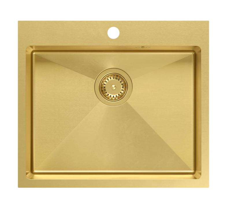 Aquadesign Clara Pia Ouro 55x48cm Sobrepor ou Embutir com Bancada para Torneira e Tampão Dourado - 1208969504