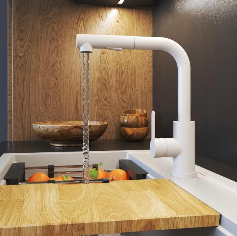 Graniteland Celeste Misturador de Cozinha Branco com Bica Retrátil e Ducha Manual de Dupla Função 1208969526