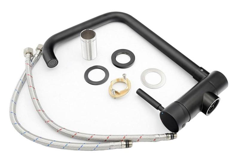 Serenidade Graniteland Misturador de Cozinha Preto com Bica Dobrável 1208969533