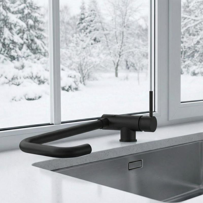 Serenidade Graniteland Misturador de Cozinha Preto com Bica Dobrável 1208969533