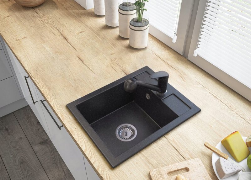 Graniteland Rhea Misturador de Cozinha Aparência de Pedra Azul com Bica Retrátil e Ducha de Mão de Dupla Função 1208969536