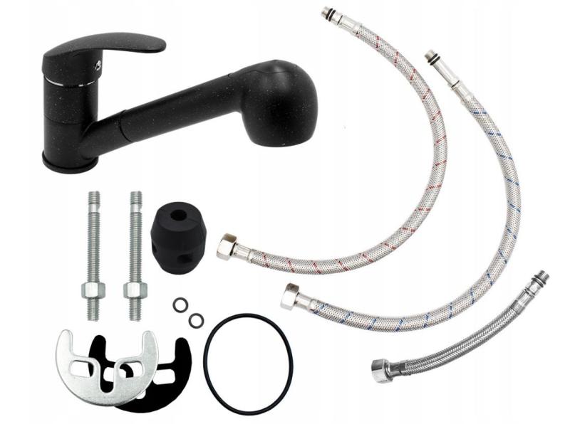 Graniteland Rhea Misturador de Cozinha Aparência de Pedra Azul com Bica Retrátil e Ducha de Mão de Dupla Função 1208969536