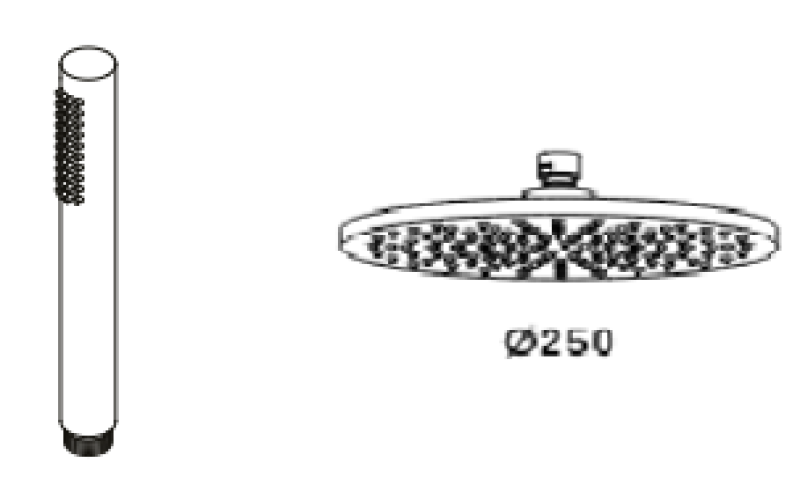 Waterevolution Flow misturador de chuveiro termostático de três vias com ducha de mão e de teto preto 250mm T131TN25PR