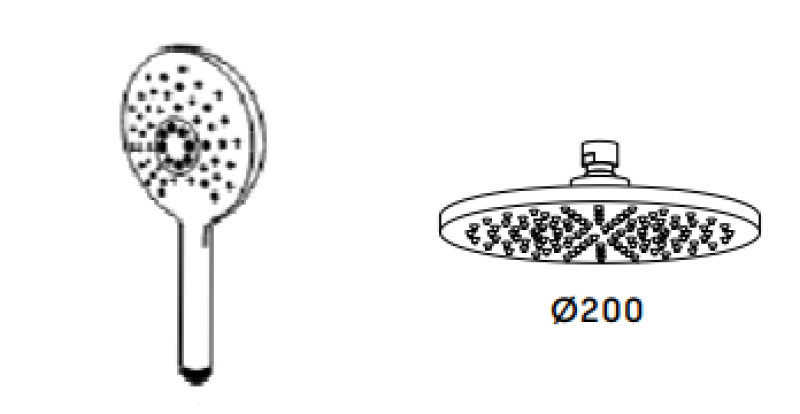 Waterevolution Flow misturador termostático de três vias com chuveiro de teto e ducha manual redonda preta T131TNRPR