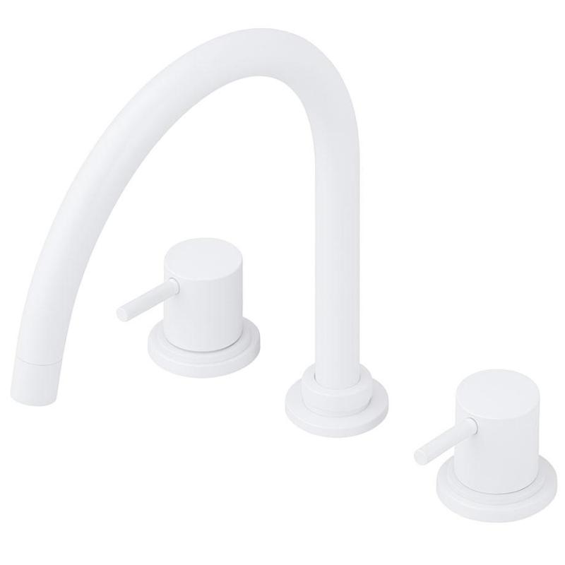 Waterevolution Flow misturador de cozinha de 3 furos com bica giratória e conexão para água filtrada branco T152UBR