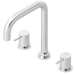 Waterevolution Flow torneira de cozinha angular de 3 furos com bica giratória e conexão para água filtrada cromo T152H01