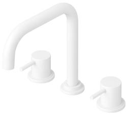 Waterevolution Flow torneira de cozinha angular de 3 furos com bica giratória e conexão para água filtrada branca T152HBR