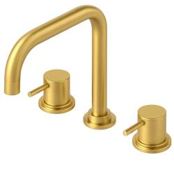 Waterevolution Flow misturador de cozinha angular de 3 furos com bica giratória e conexão para água filtrada, dourado claro T152HWGE