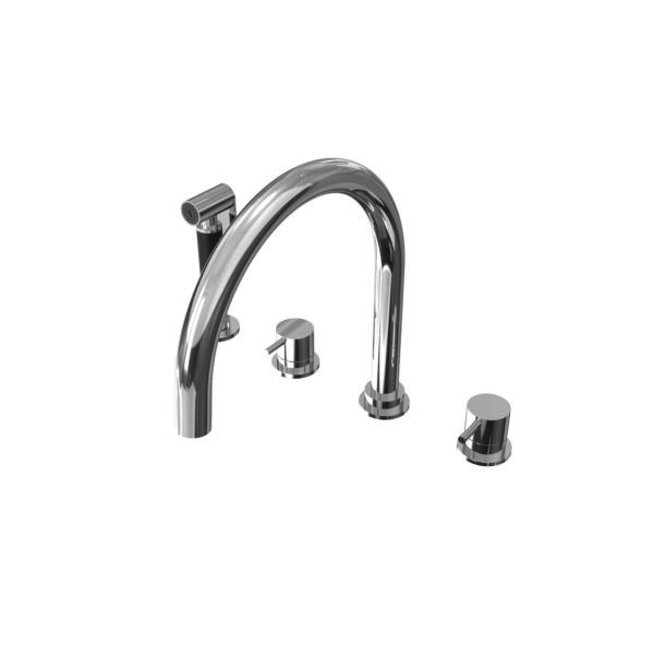 Waterevolution Flow misturador de cozinha de 4 furos com spray retrátil cromado T153U01