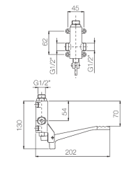 Linha de Pedal PB Torneira Misturadora de Pedal Cromada para Montagem na Parede 1208969754