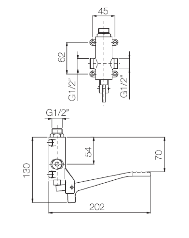 Pedal Line PB Torneira Misturadora de Pedal Duplo Cromada para Montagem no Piso 1208969756