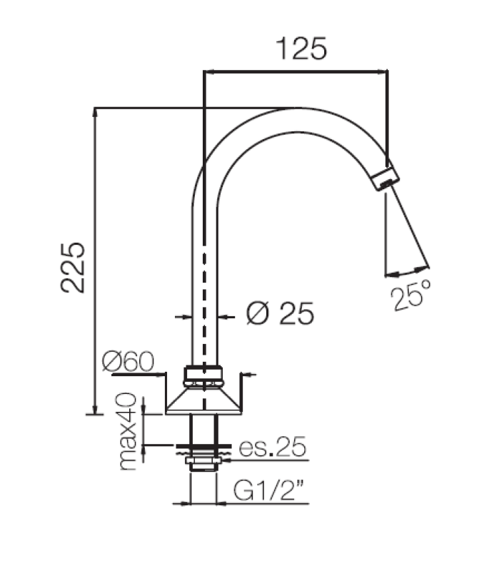 PB Pedal Line bica de torneira cromada para instalação em bancada de cozinha ou lavatório 1208969764