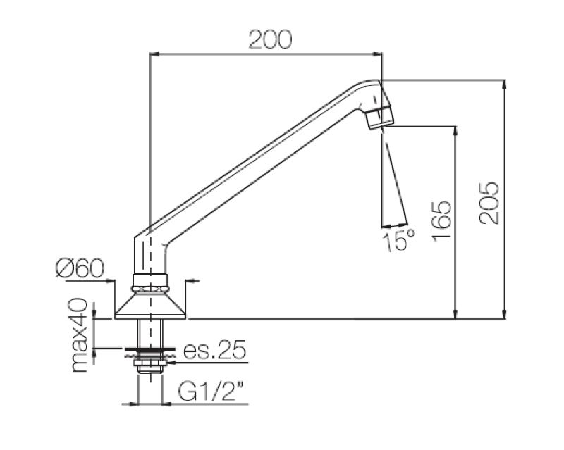 PB Pedal Line torneira bica cromada para bancada de cozinha ou lavatório 1208969768