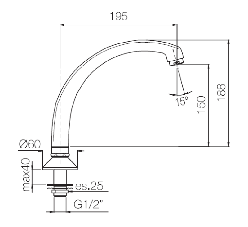 PB Pedal Line bica de torneira cromada para montagem em bancada ou lavatório 1208969770