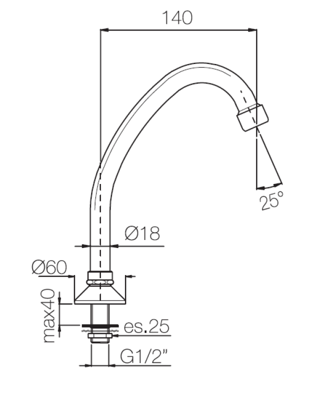 PB Pedal Line bica de torneira cromada para bancada de cozinha ou lavatório 1208969771
