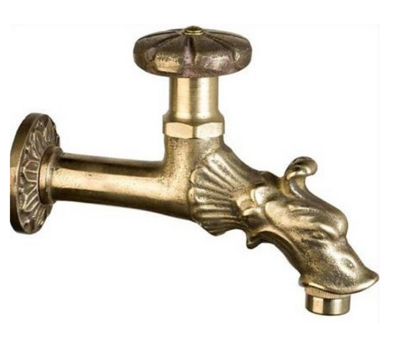 PB Garden Vintage Torneira de Parede para Fonte Torneira de Água Fria Bronze com Conexão para Mangueira de Jardim e Puxador Redondo 1208969784