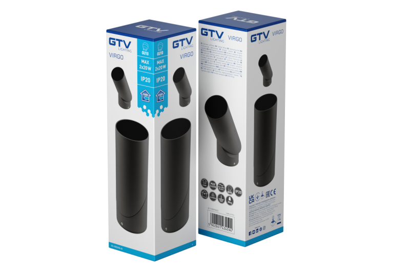 Lâmpada de teto VIRGO, max. 250V, 50/60Hz, 57x152mm, IP20, max. 20W, Redonda, Preta