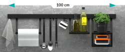 Epka Luxion Conjunto de Trilhos de Cozinha 100 cm com Acessórios Metal com Fixação Invisível Preto 1208969983