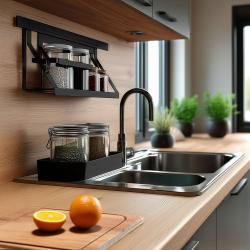 Epka Luxion Conjunto de Trilhos de Cozinha 60 cm com Acessórios Metálicos com Fixação Oculta Preto 1208969993