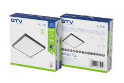 ALTAR LED Lâmpada de teto, 295x295mm, 4000K, 24W, 1680lm, AC180-250V, 50/60 Hz, PF>0.5, IP54, preto, 3 anos de garantia.