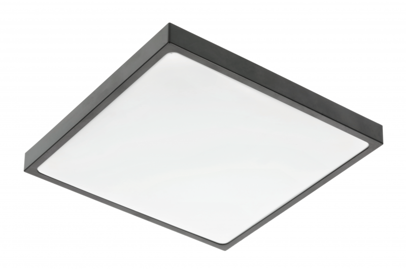 ALTAR LED Lâmpada de teto, 295x295mm, 4000K, 24W, 1680lm, AC180-250V, 50/60 Hz, PF>0.5, IP54, preto, 3 anos de garantia.