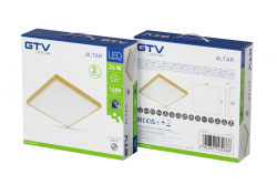 ALTAR Lâmpada de teto LED, 295x295mm, 4000K, 24W, 1680lm, AC180-250V, 50/60 Hz, PF>0.5, IP44, cor dourada, garantia de 3 anos.